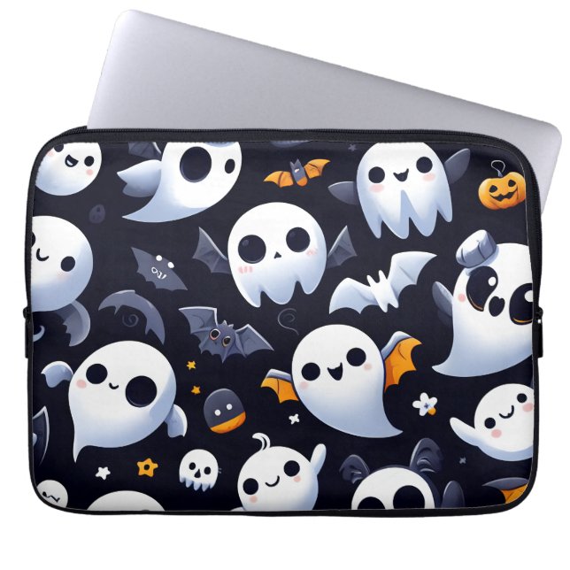 Capa Para Notebook Halloween com fantasmas bonitos (Frente)