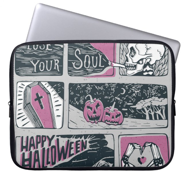 Capa Para Notebook Halloween dos quadrinhos: Ilustração divertida (Frente)