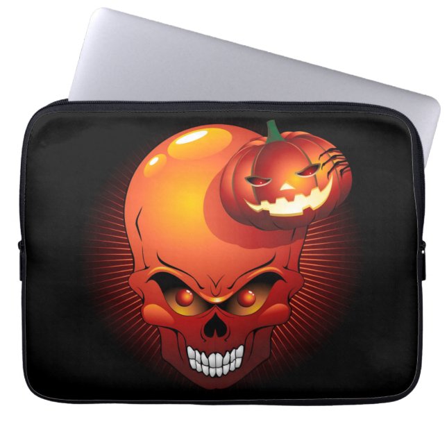 Capa Para Notebook Halloween Skull e Pumpkin (Frente)