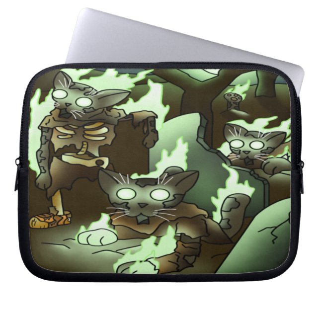 Capa Para Notebook Halloween Zombie Cats (Frente)