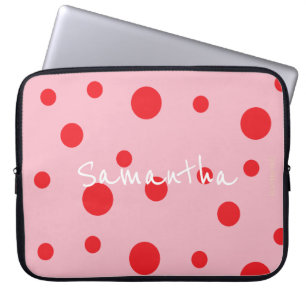 Capa Para Notebook HAMbyWG - Bolinhas vermelhas com qualquer cor de f