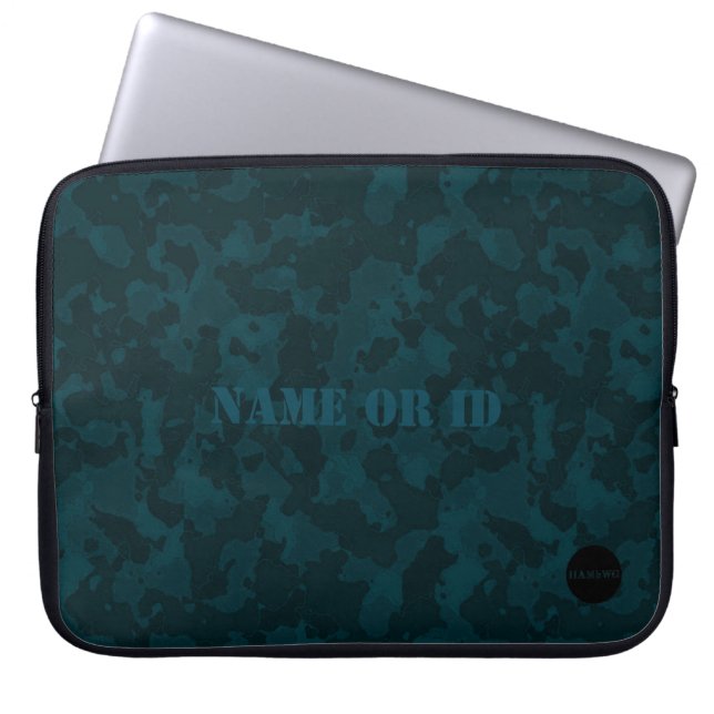Capa Para Notebook HAMbyWG - Camuflagem em Azul-Verde Teal (Frente)
