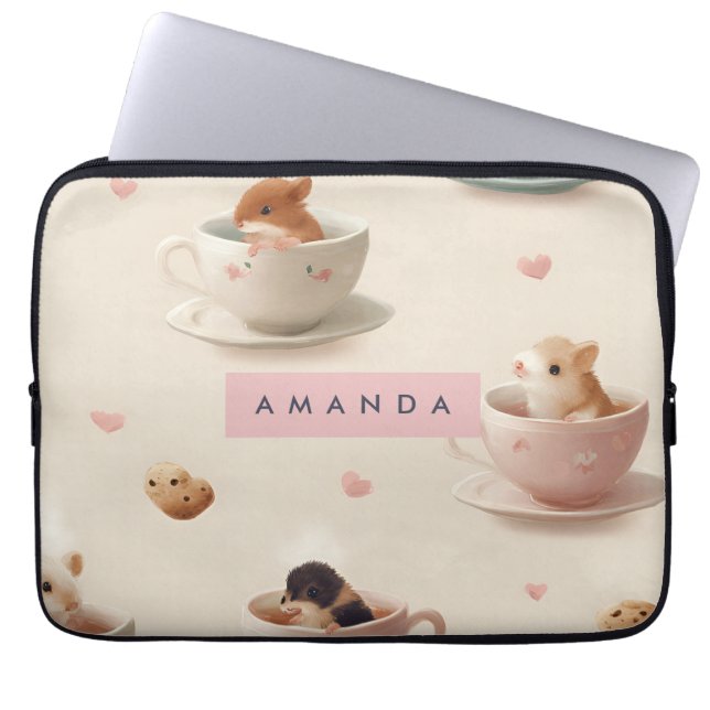 Capa Para Notebook Hamster Adorável Personalizado no Padrão do Teacup (Frente)