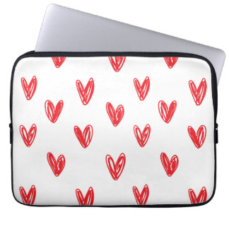 Capa Para Notebook Hand Drawn Red Hearts Pattern – Minimal Valentine