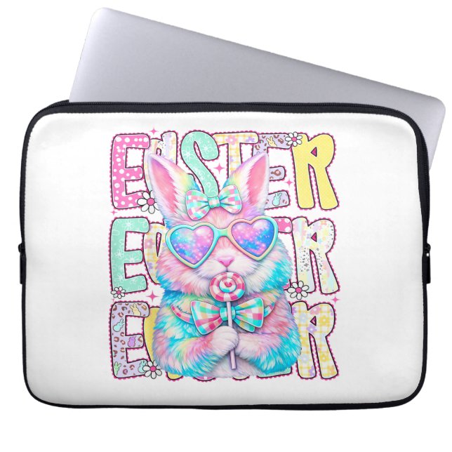 Capa Para Notebook Happy Easter Bunny Coquette Bow Preppy Easter Day  (Frente)