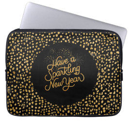 Capa Para Notebook Happy New Year Celebrate,Gold Pixels Pattern