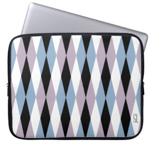 Capa Para Notebook Harlequin Diamond Patterno - Blue and Dusty Lilac
