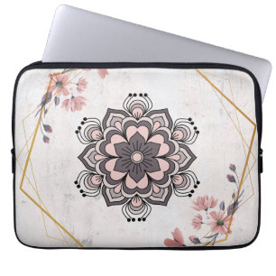 Capa Para Notebook Harmonia Calmante - Arte Floral Rosa e Cinza