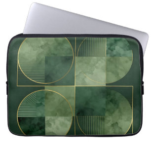 Capa Para Notebook Harmonia Geométrica Ouro Esmeralda