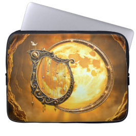 Capa Para Notebook Harpa Celestial da Lua Dourada