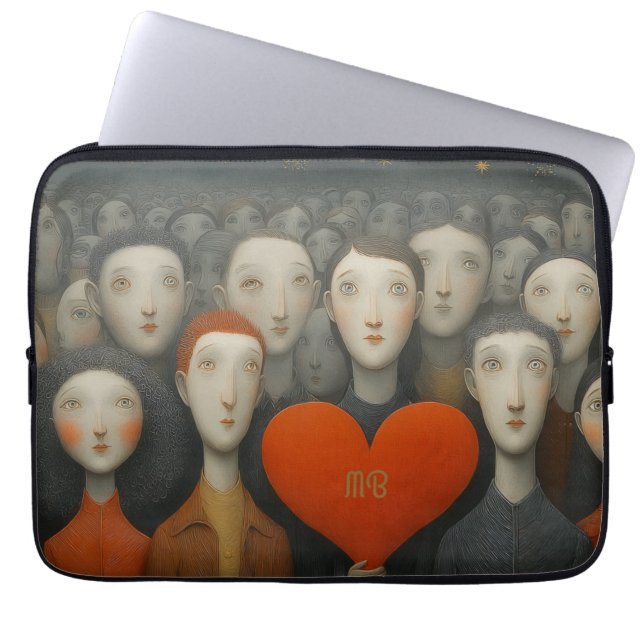 Capa Para Notebook Heart of Crowd Whimsical Folk Art Illustration  (Frente)