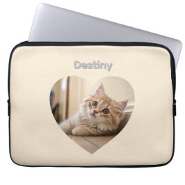 Capa Para Notebook Heart-Shaped Cat Design