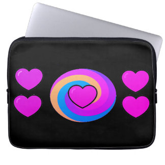 Capa Para Notebook Hearts and Rainbows on a Black Background 