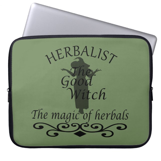 Capa Para Notebook Herbalista verde bruxa mágica medicina natural (Frente)