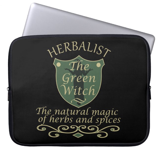 Capa Para Notebook Herbalista verde bruxa mágica medicina natural (Frente)