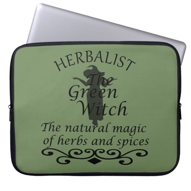 Capa Para Notebook Herbalista verde bruxa mágica medicina natural (Frente)