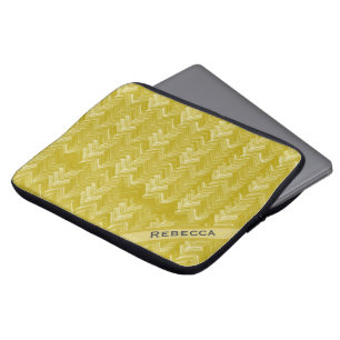 Capa Para Notebook Herringbone Chevron Dourado Vintage Pessoal
