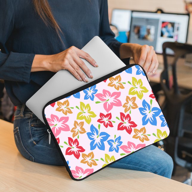 Capa Para Notebook Hibisco Colorido, Padrão de Flores (Criador carregado)