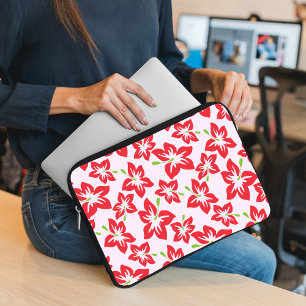 Capa Para Notebook Hibisco Vermelho, Flores Vermelhas, Padrão de Flor