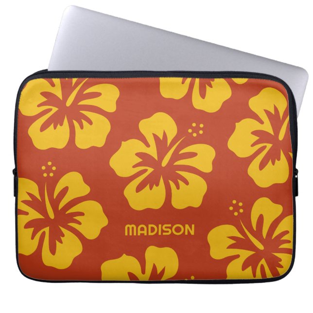 Capa Para Notebook Hibiscus de nome personalizado (Frente)