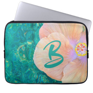 Capa Para Notebook Hibiscus flower turquoise ocean water Havaí