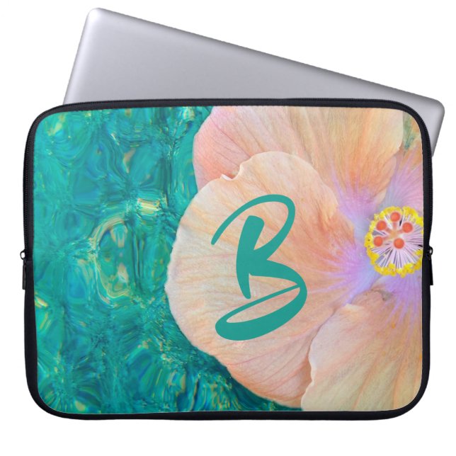 Capa Para Notebook Hibiscus flower turquoise ocean water Havaí (Frente)