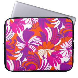 Capa Para Notebook Hibiscus Jungle Havaiano Tropical Rosa Wetsuit