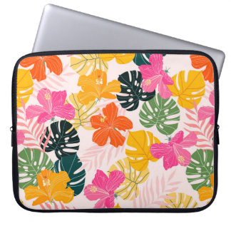Capa Para Notebook Hibiscus & Monstera: Vibrações Tropicais