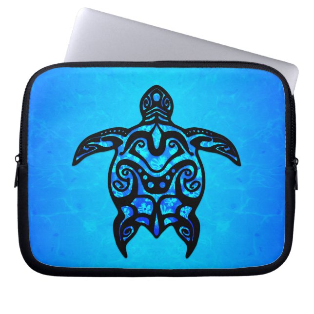 Capa Para Notebook Hibiscus tribal da tartaruga (Frente)