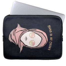 Capa Para Notebook Hijab é a minha ilustração preta, Dourada