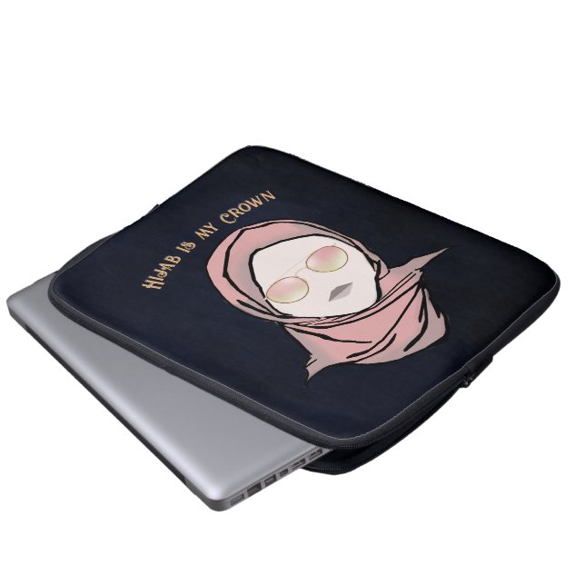 Capa Para Notebook Hijab é a minha ilustração preta, Dourada (Frente Inferior)