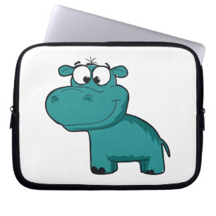 Capa Para Notebook Hipopótamo feliz azul