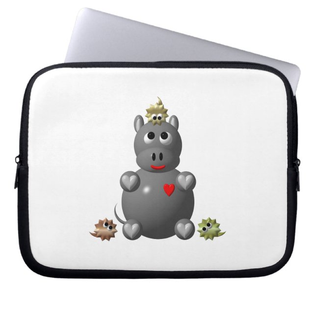 Capa Para Notebook Hipopótamo Fofo com Hamsters (Frente)