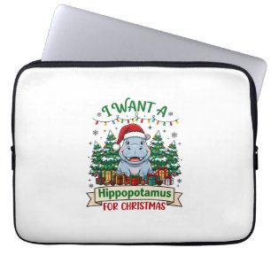 Capa Para Notebook Hipopótamo Natal Hipopótamo Chapéu do Papai Noel Á