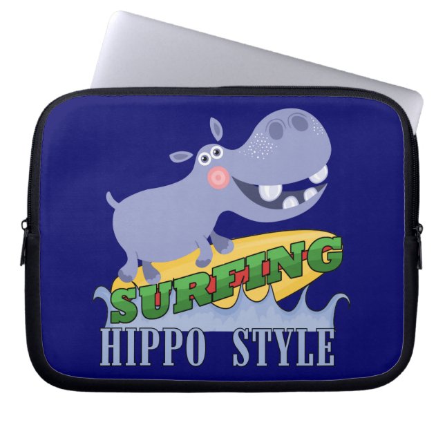 Capa Para Notebook Hippopotamus do surfista (Frente)