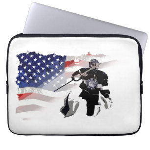 Capa Para Notebook Hockey Goalie e Bandeira dos EUA