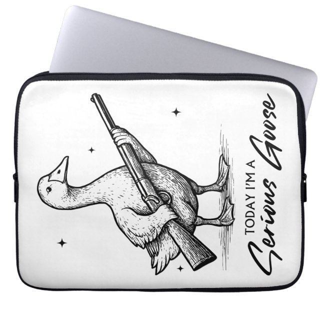 Capa Para Notebook Hoje eu sou um ganso de ganso sério com arma (Frente)