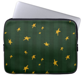 Capa Para Notebook Holiday Green Yellow Stripe Star Christmas