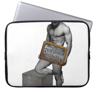 Capa Para Notebook Homem de Ação de Graças de SlipperyJoe, seis abdom