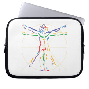 Capa Para Notebook Homem de Anatomia da DaVinci nas cores de Chakra