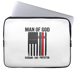 Capa Para Notebook Homem de Deus Cruz Patriótica Camisa Cristã Design