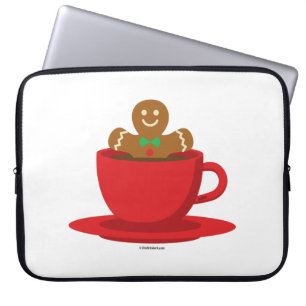Capa Para Notebook Homem de Pão de Mel Relaxando no Copo Vermelho de