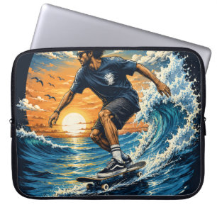 Capa Para Notebook Homem surfando nas ondas