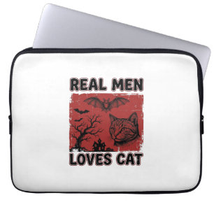 Capa Para Notebook Homens de Verdade Amam Camiseta Vintage de Gato de