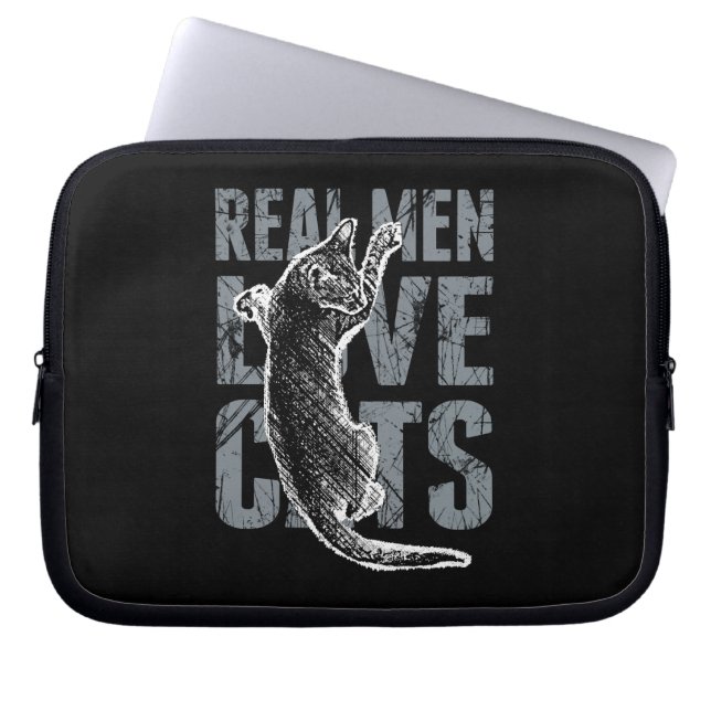 Capa Para Notebook Homens Reais Adoram Gatos (Frente)