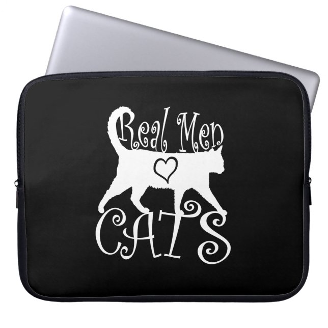 Capa Para Notebook Homens Reais Adoram Gatos de Preto (Frente)
