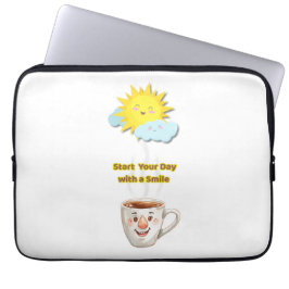 Capa Para Notebook Hora do Café – Xícara Sorridente Fofa