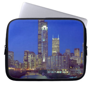 Capa Para Notebook Horizonte de Chicago, Illinois, à noite com Chicag