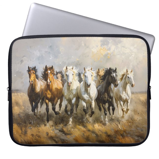 Capa Para Notebook Horse Herd Galloping Mustang Painting (Frente)