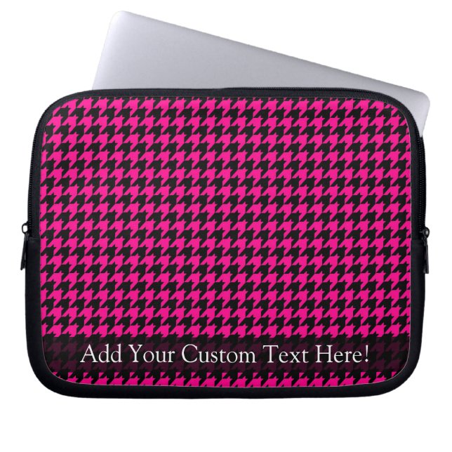 Capa Para Notebook Hot Pink/Black Houndstooth (Frente)